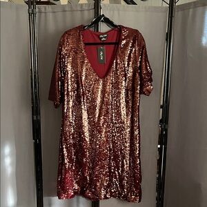 City Chic Burgundy Sequin Mini Dress
